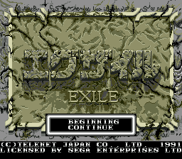 Exile (USA) Title Screen